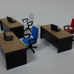 1/25 Ölçek Ofis Masa Takımı (1 masa ,1 koltuk ve 1 Laptop)